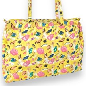 Large Double Handle Beach Theme Lightweight Zipper Closure Tote Bag